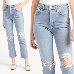 Agolde Denim Riley High-Rise Cropped Straight Jeans Size 27